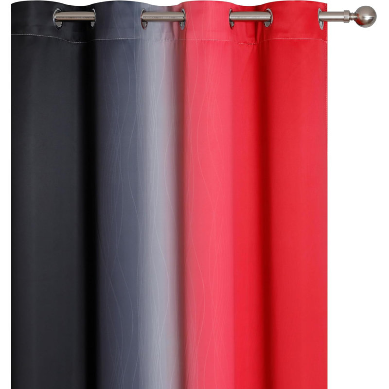Blackout Curtain Pair, Black/Red