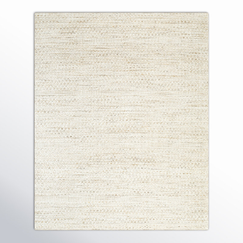 Handmade Beige Wool Rectangular 8' x 10' Area Rug