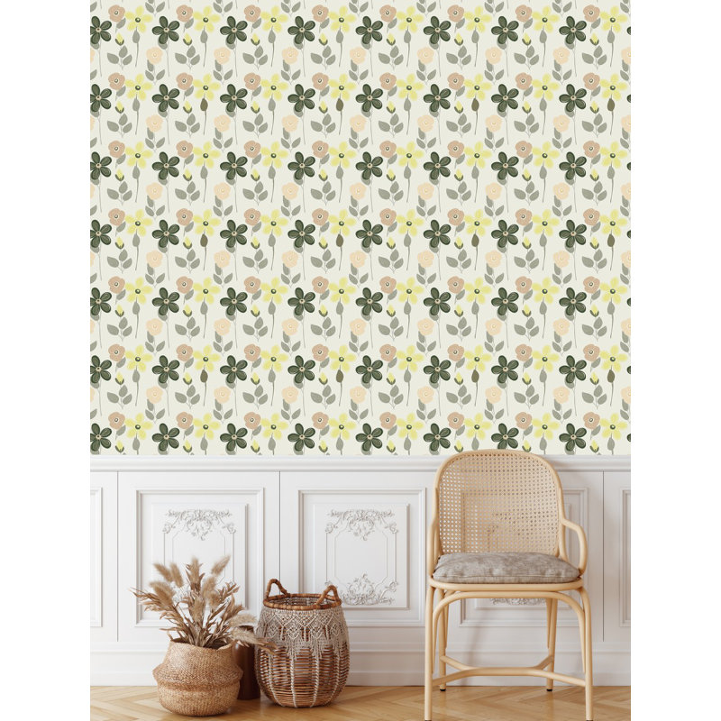 White Wallpaper With Flowers Floral Tile