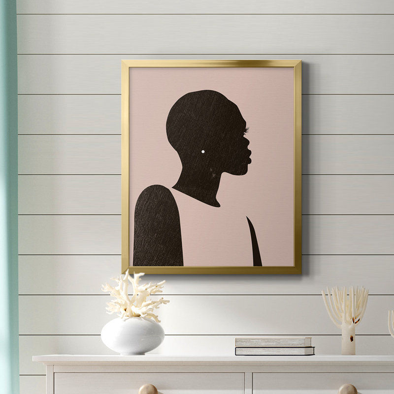 «Pink Silhouette II», toile encadrée de qualité supérieure - prête à être accrochée, Or, H 20 po x l 16 po