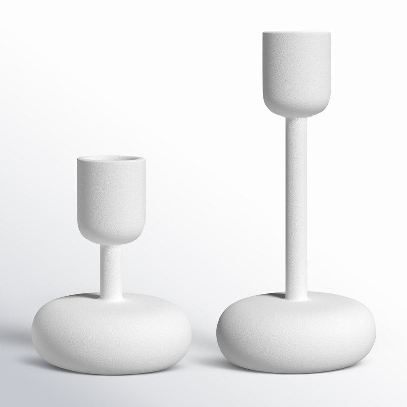 2 Piece Nappula Small Metal Candlestick Set