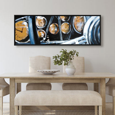 Vintage Car Interior - Framed Canvas for Home Decor | Car Office
