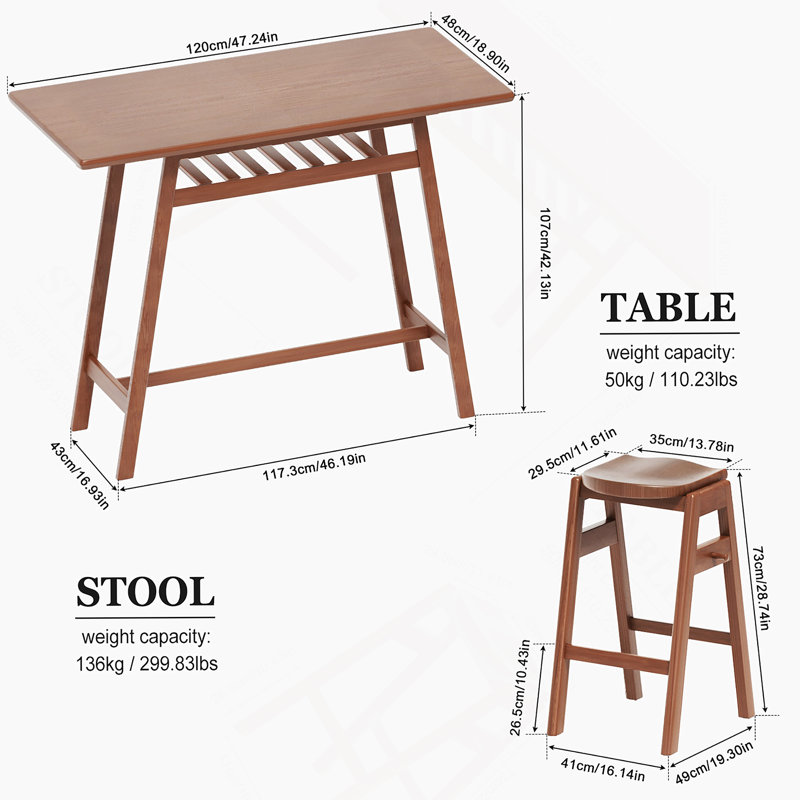 Tabouret haut 3 pièces