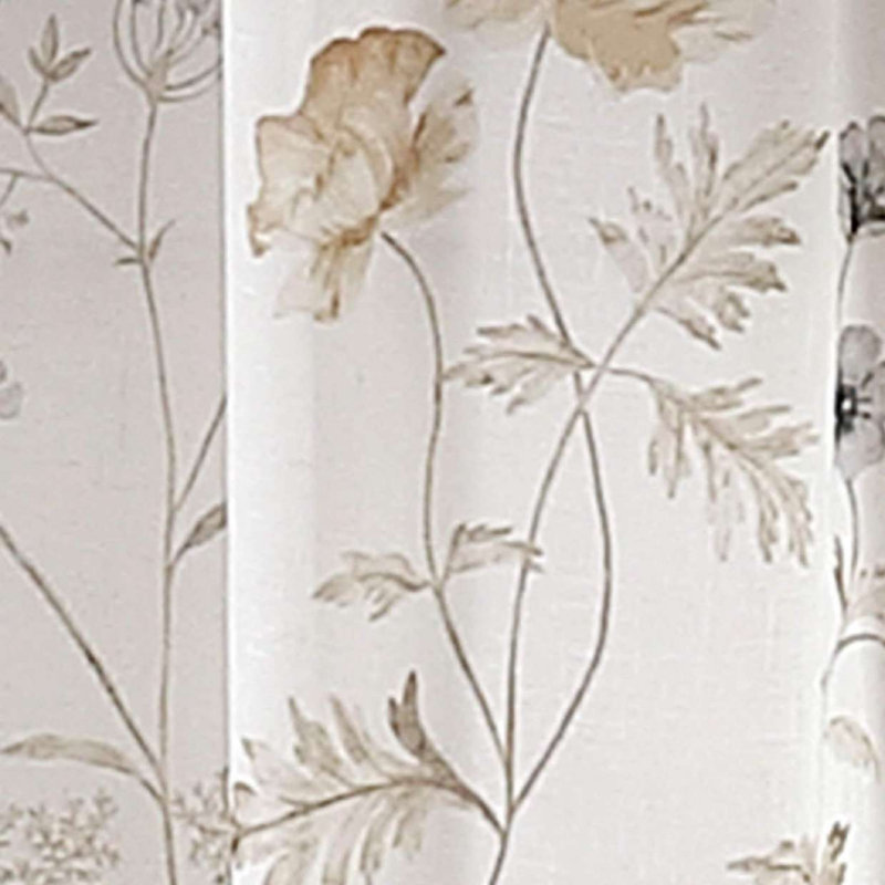 Gold Floral Semi-Sheer Polyester Rod Pocket Window Panels, 84" x 37"