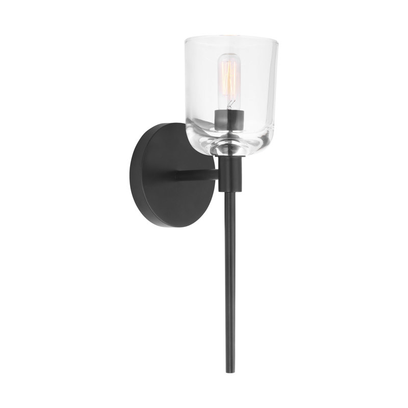 Thom Filicia Hartley Bathroom Bedroom Wall Fixture With Clear Shade, 1 Light, Aged Iron, 9.375" H x 4.625" W x 5.875" D