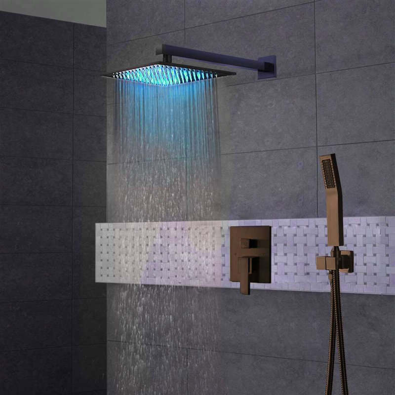 Rivera Oil Rubbed Bronze LED Shower Set – Wall Mount Luxury Rainfall System