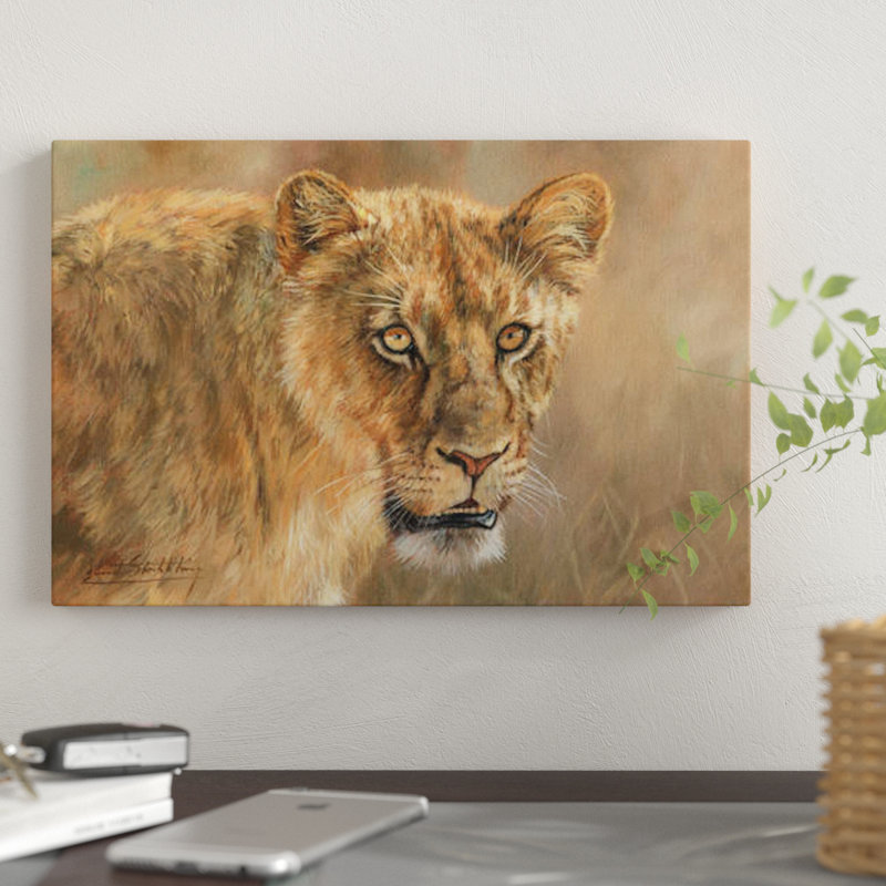 « lioness », impression sur toile, H 18 po x l 26 po x P 1,5 po, Toile tendue, Pas de tapis