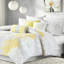 Édredon très grand - gris taupe / jaune, coton imprimé, 2 taies décoratives, taille des coussins décoratifs, jupe de lit incluse