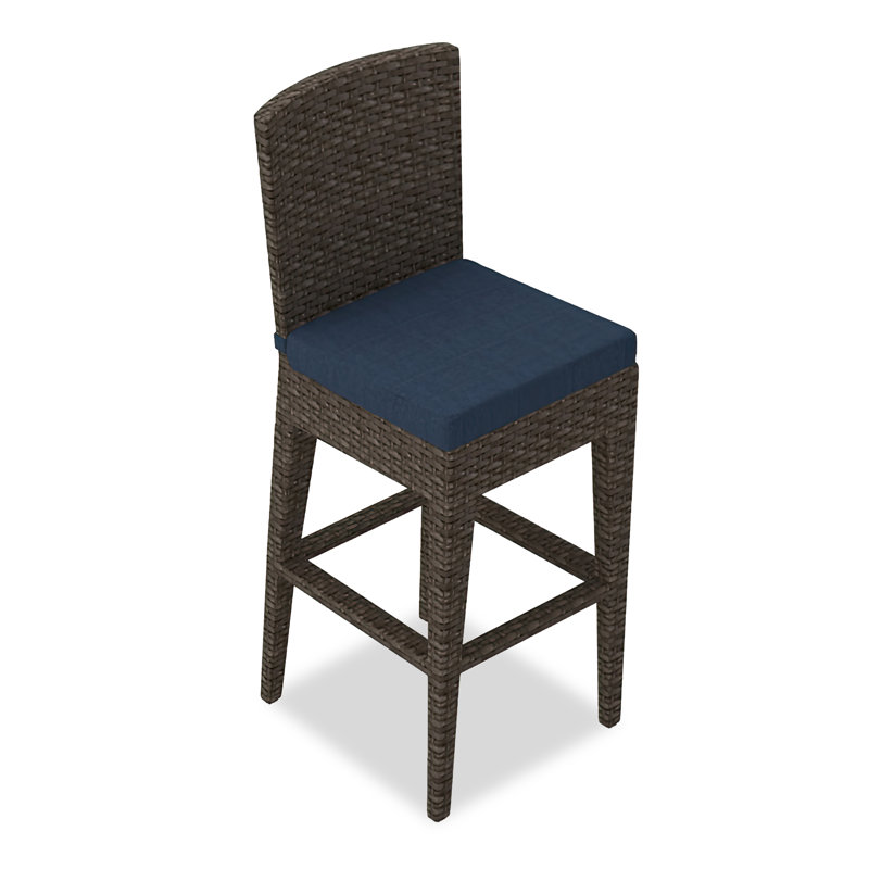 Tabouret de bar 25 po Azilyn, Spectre indigo Sunbrella®, Châtaignier, 28.75"