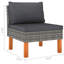 Fauteuil modulaire, tissu gris à texture lisse, rotin de polyester, bois