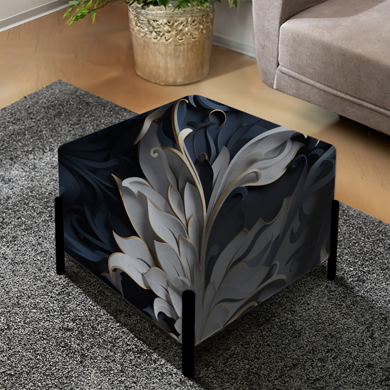 Blanc et argent Sphinx Paisley - repose-pieds carré Paisley