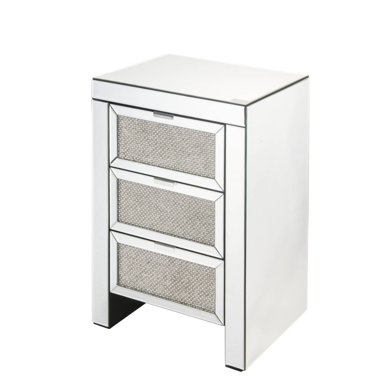 ACME Noralie Accent Table, Mirrored & Faux Diamonds