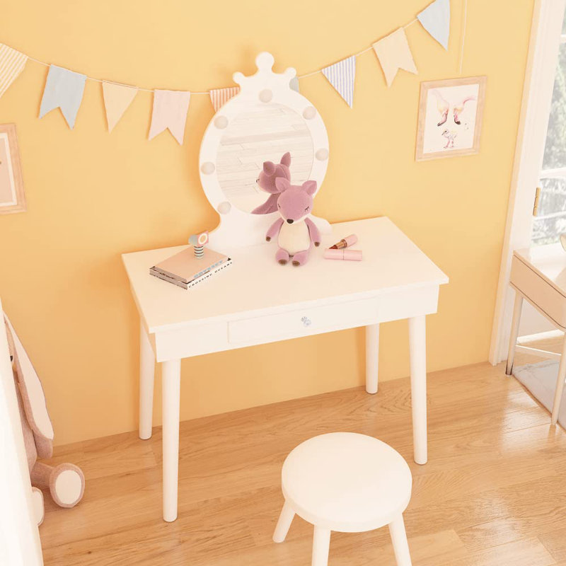 Kids Vanity Table And Chair Set, White