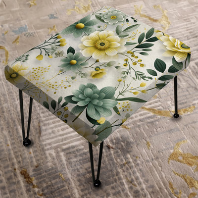 Green Boho Chic Floral Pattern - Floral Rectangle Ottoman