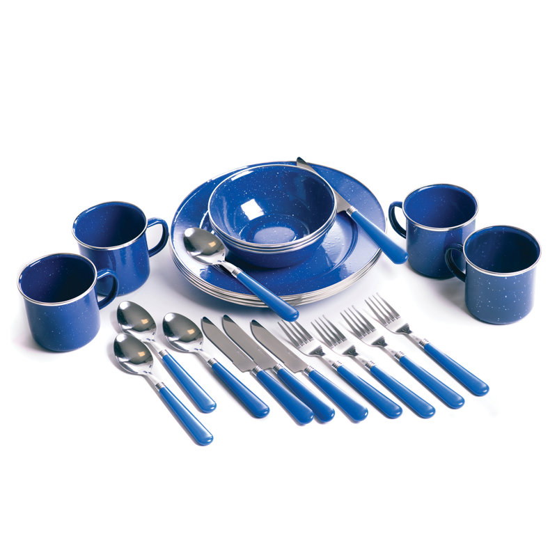 Stansport Deluxe 24-Piece Enamel Tableware Set