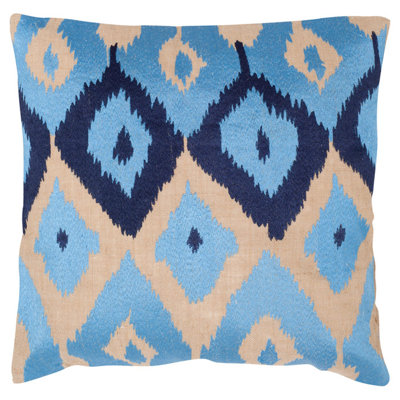 Embroidered Feather Reversible Throw Pillow