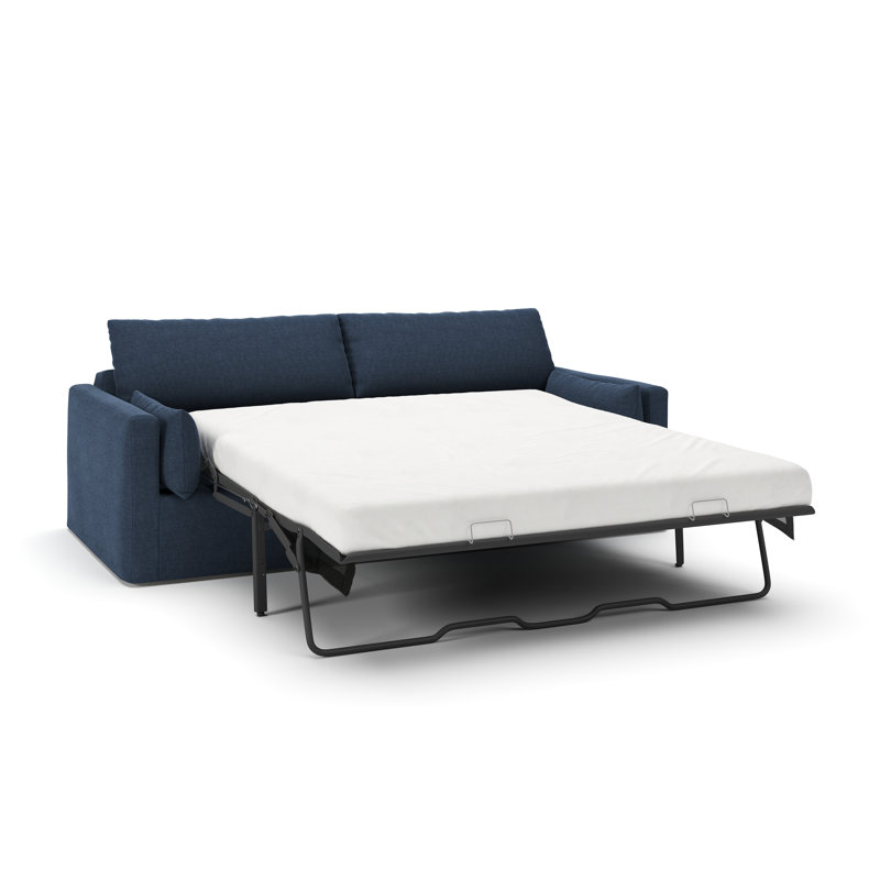 Grand canapé-lit Luna, Natté bleu marine Drusky Sustain®