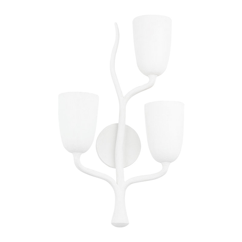 Vine 3 - Light Candle Wall Light, White Plaster