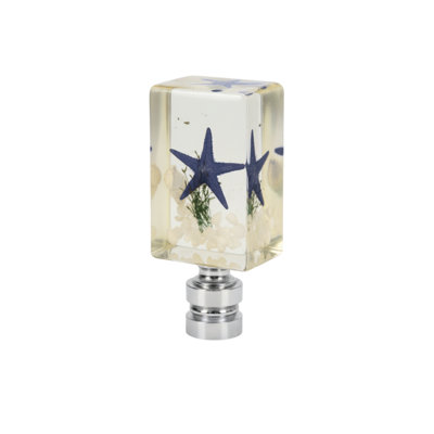 Royal Designs, Inc. F-5112SL-1 Real Starfish in Resin Aquarium Handmade Finial, Blue, Polished Silver Base