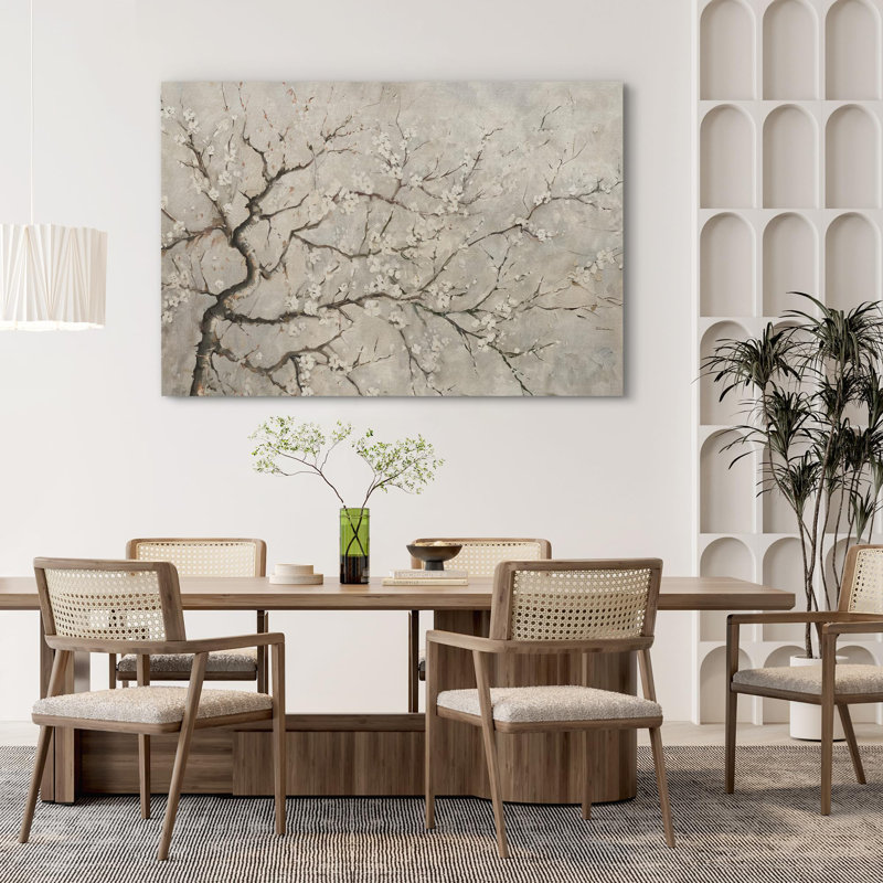 Art mural sur toile de fleur de cerisier gris, H 32 po x l 48 po, Toile tendue, Ne s’applique pas