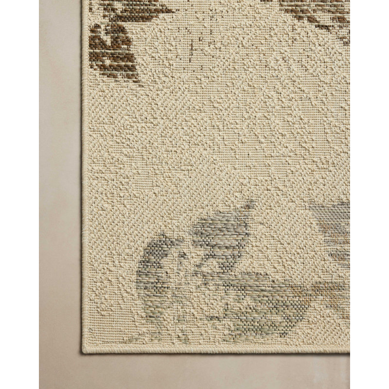 Loloi Saylor Ivory / Bark Indoor/Outdoor Area Rug, Rectangle 7'6" x 10'