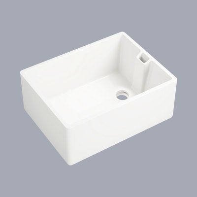 Évier de cuisine de 23,6 po L x 18 po - Céramique blanche, bol simple, grattage, teinture, facile à renouveler, bol en céramique, grattage et teinture, lisse, essuyer la saleté, utilisation à long terme