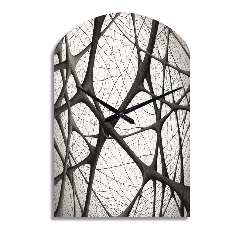 Horloge murale en métal noir et blanc minimaliste - formes abstraites, Moyenne