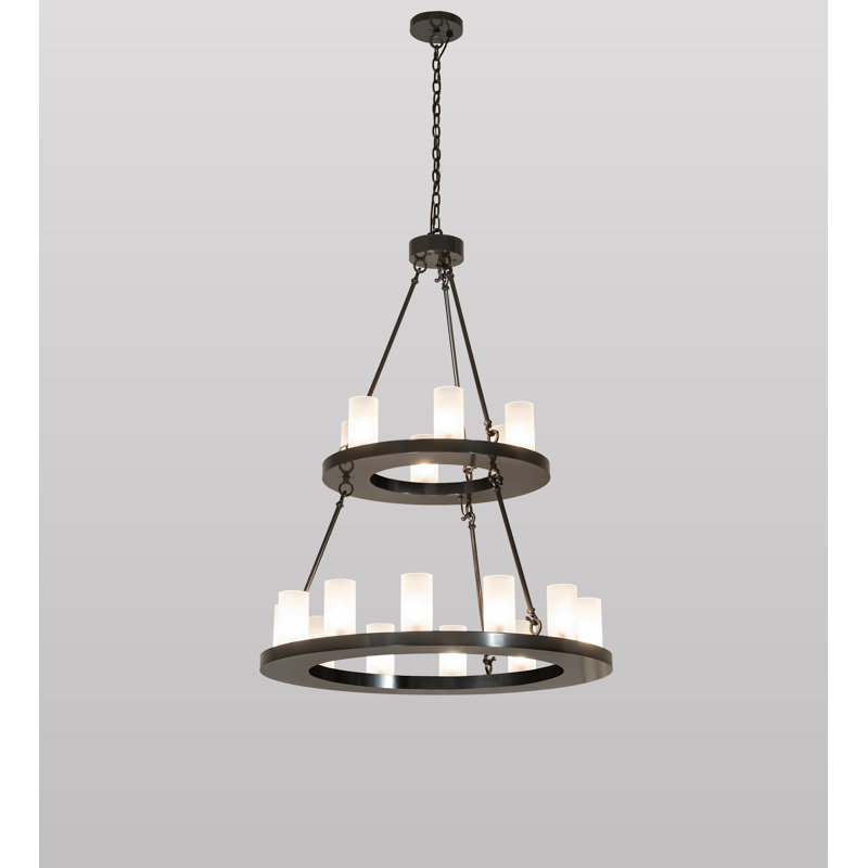 Lustre à deux niveaux de 36 po de largeur 18 lumières Loxley, Idalight