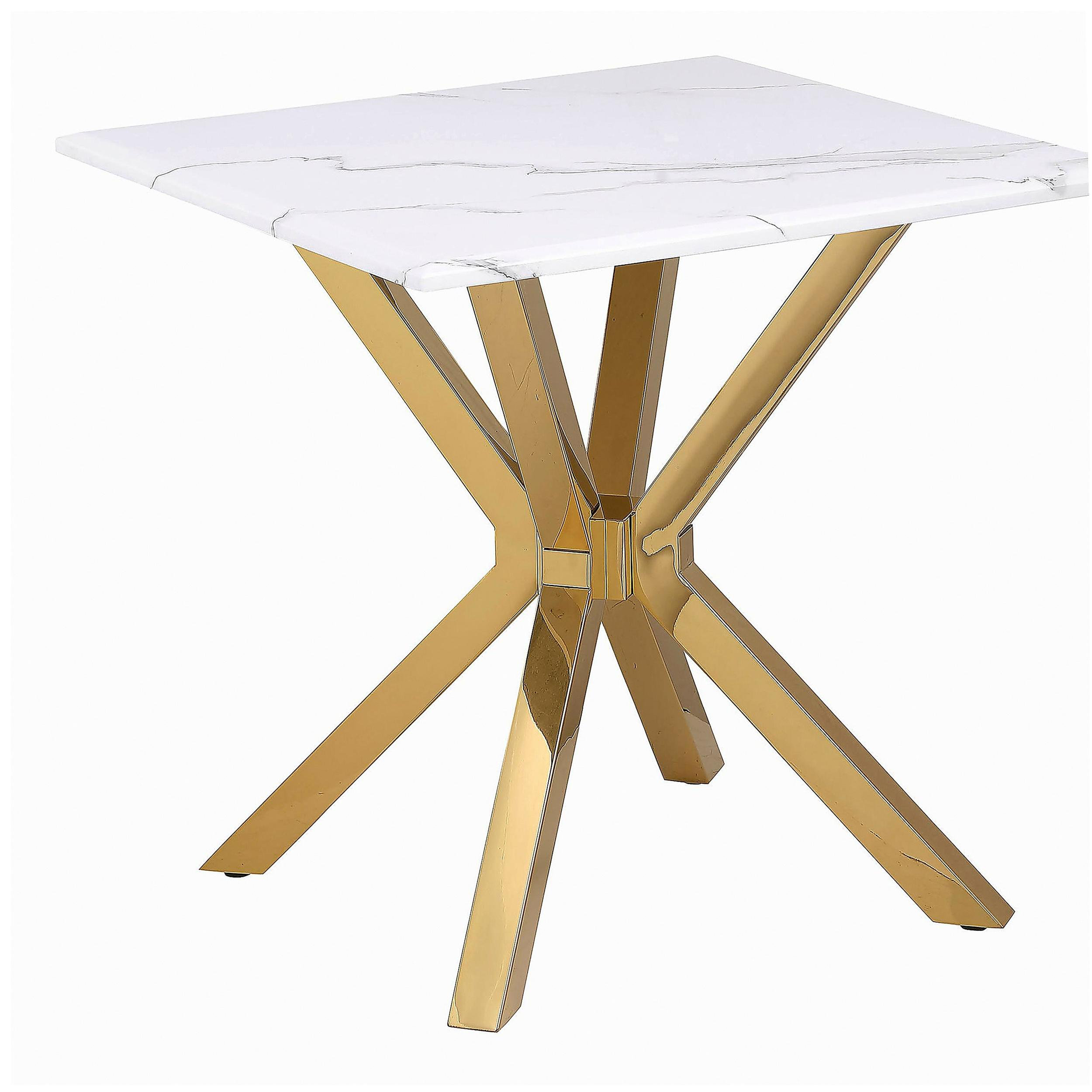 Everly Quinn Kensington Gold Fake Marble Top Stainless Steel Side Table ...