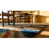 Antique Art Deco Room Size Wool Blue, Multicolor Rug