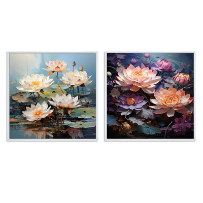 Lotus Dreams Amung The Lily Pads - Lotus Square Collage Set Of 2