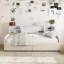 Lit plateforme tapissier simple avec rangement et fabrication en velours à finition beige, avec tiroirs et rangement intégré pour chambre à coucher résidentielle-1577240341