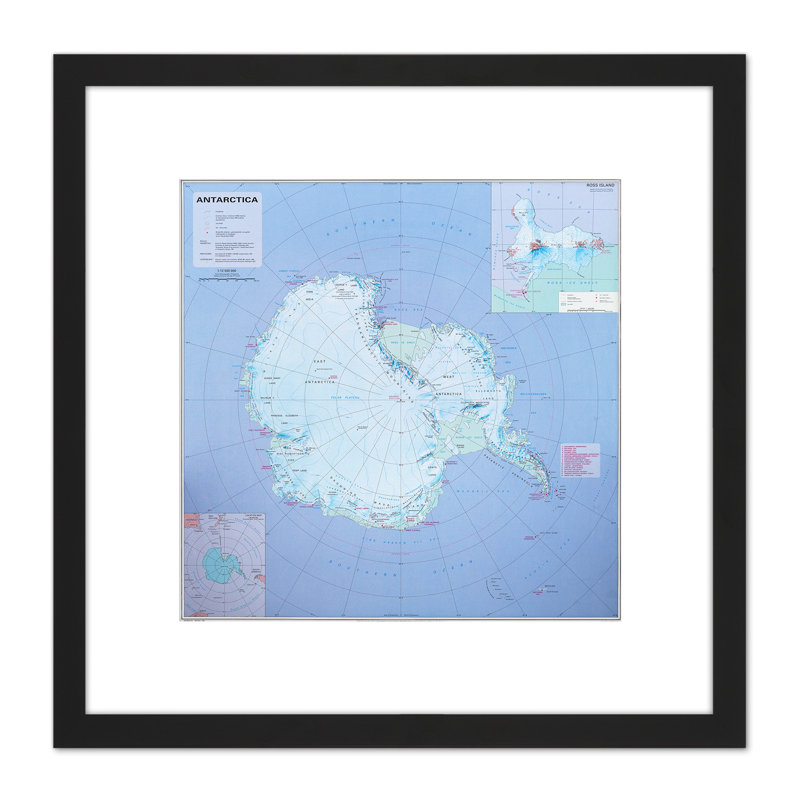 Antarctica Map Information - Single Picture Frame Painting