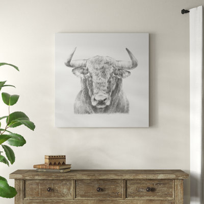 «Black and White Bull», peinture sur toile
