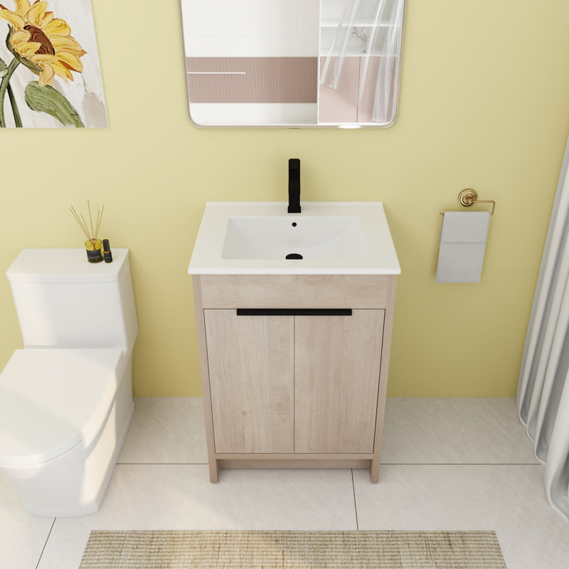 Meuble-lavabo simple 24,06 po avec comptoir en céramique, Blanc
