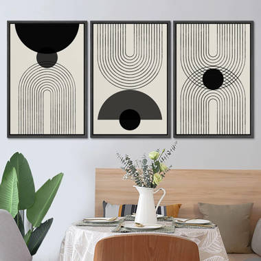 SIGNLEADER  Modern Duotone Geometric Spiral Ring Circle Collage 3 Piece  Framed Wall Art.  3 - Pieces Print on Canvas & Reviews