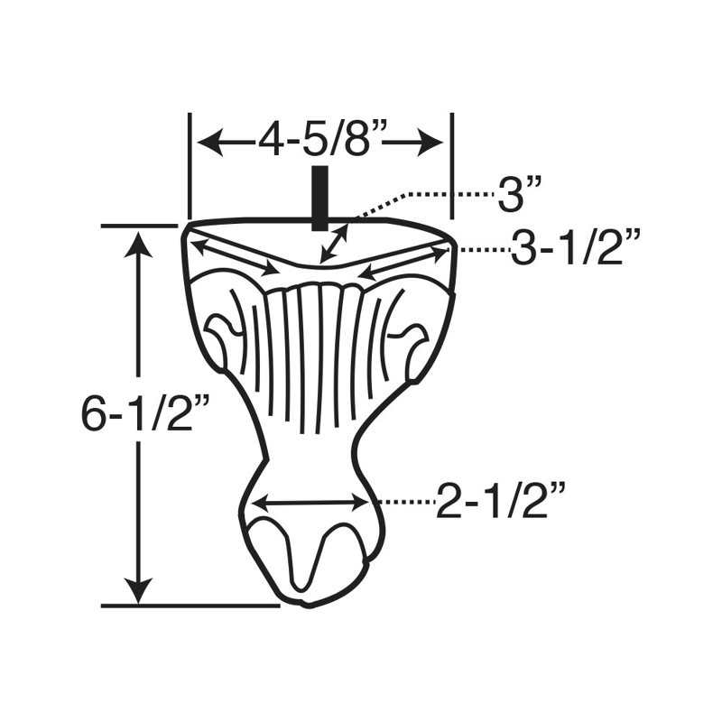 6.5" Unfinished Solid Hardwood Queen Ann Bun Foot Leg