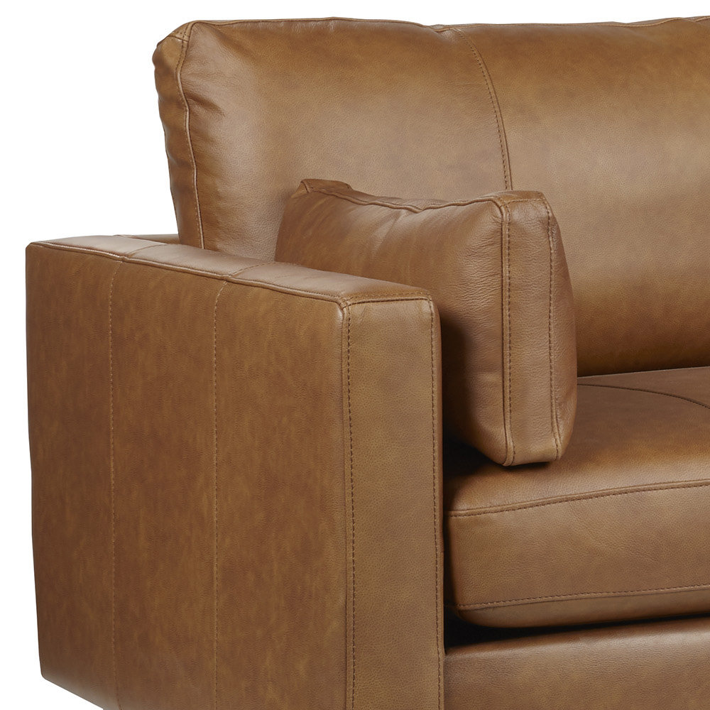 Viveros 81" Genuine Leather Sofa, Brown Genuine Leather, Espresso