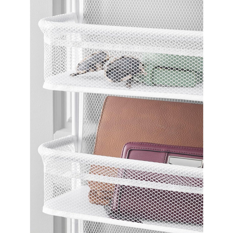 Organisateur de porte Ver - 6 sections - garde-manger, salle de bain, organisateur d'accessoires - métal et filet - blanc