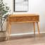 Console Mid-Century moderne à 2 tiroirs en bois au fini brun naturel Abel