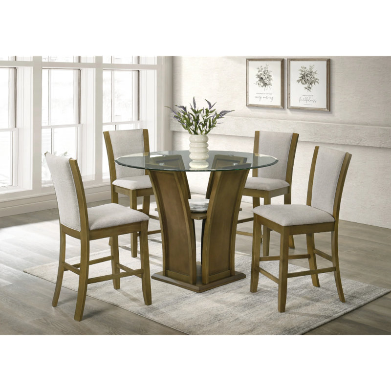 Table beige Ioannina et 4 chaises d'appoint