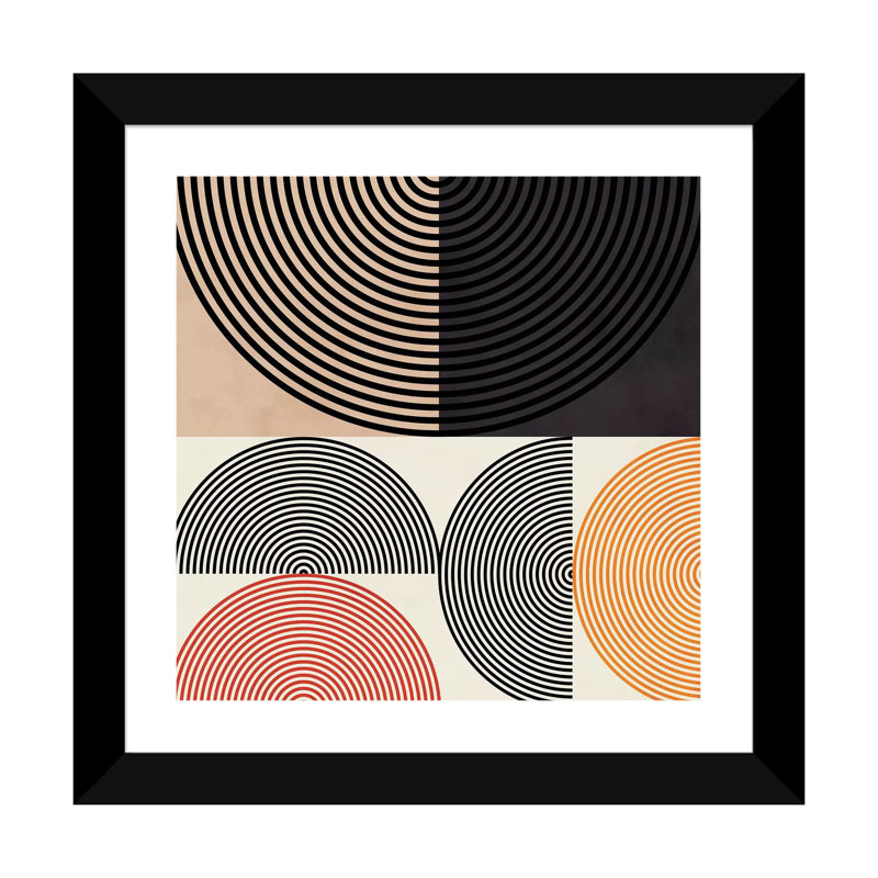 «Lines and Shapes II» par Ana Rut Bré - impression d'art graphique, Blanc, Papier encadré noir, H 24 po x l 24 po x p 1 po