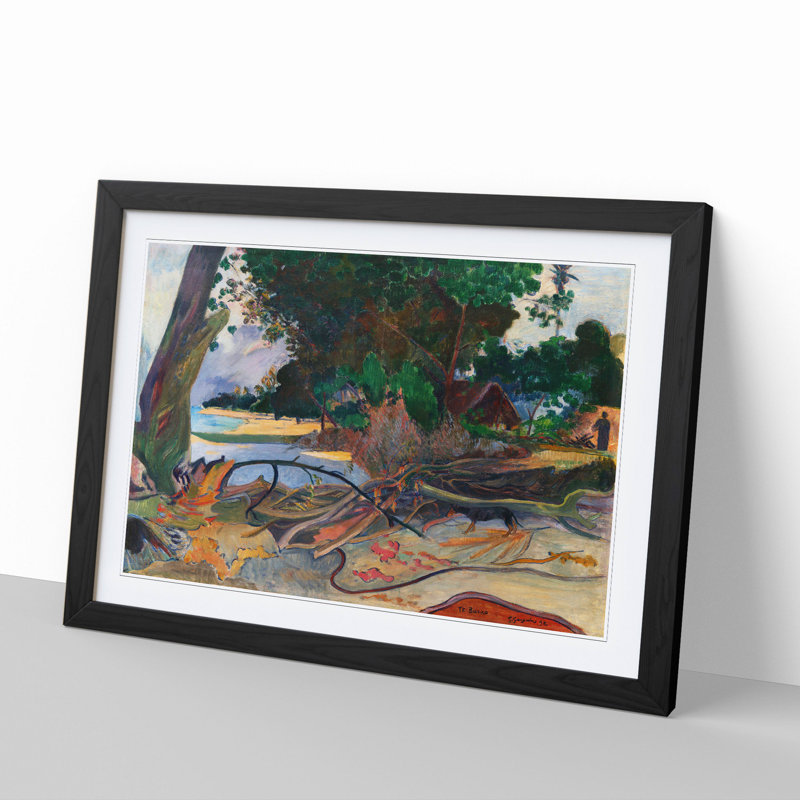 The Hibiscus Tree by Paul Gauguin - Picture Frame Painting, 48cm H x 65cm W x 2cm D, Black