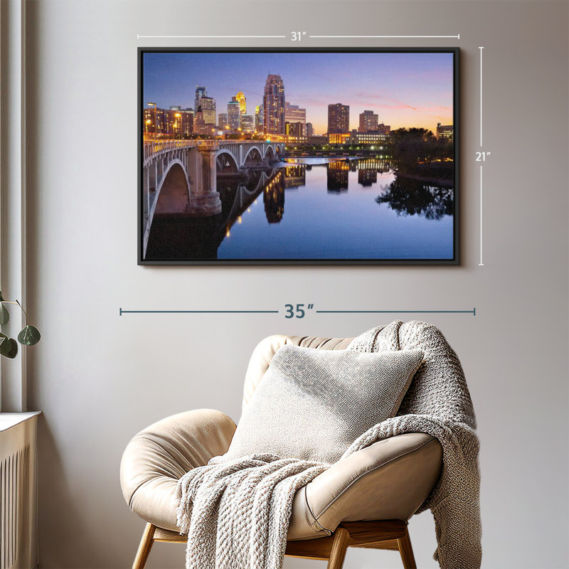 Impression sur toile Cityscape Of Minneapolis, H 21 po x l 31 po