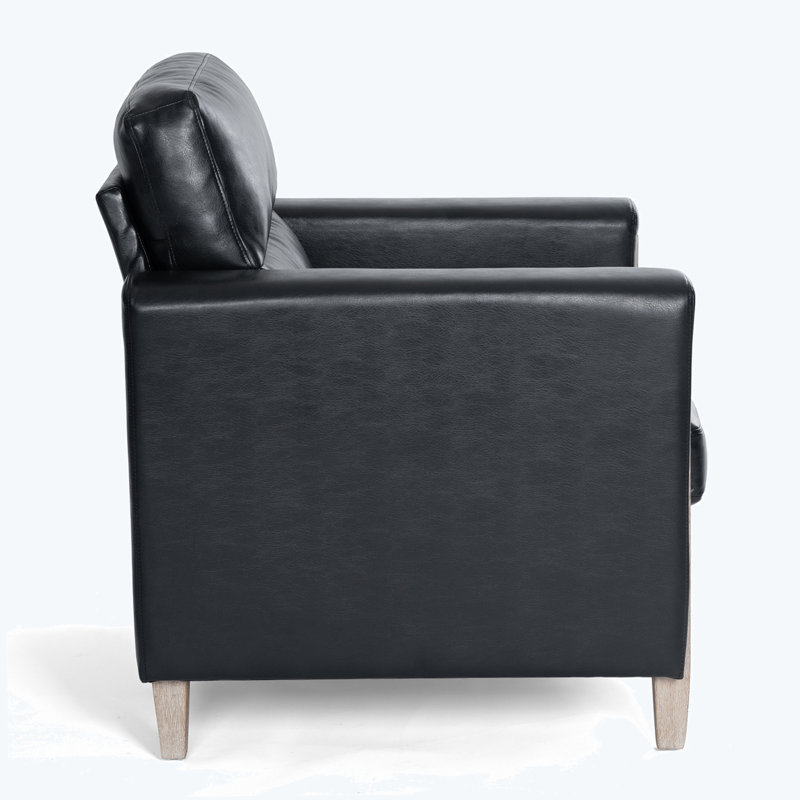 Chaise d'appoint rembourrée Rashieka, Similicuir noir