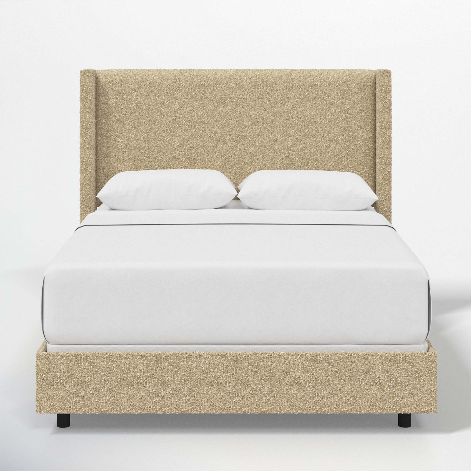 Hanson Linen Upholstered Wingback Bed, Queen, Classic Buff Boucle