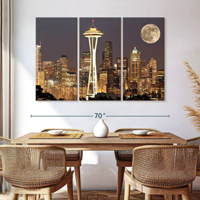 Sebbie Supermoon Over Seattle, 36" H x 57" W