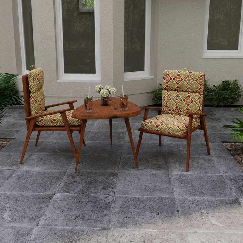 22" x 44" Outdoor Chair Cushion with Ties and Loop, Adonis Jewel