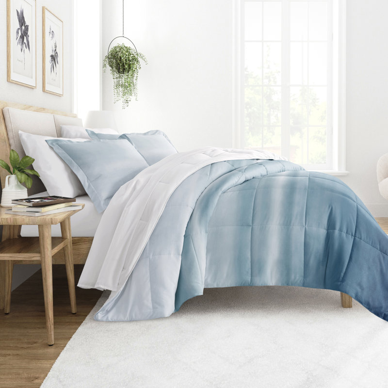 Twin Blue Down Alternative Reversible Comforter Set