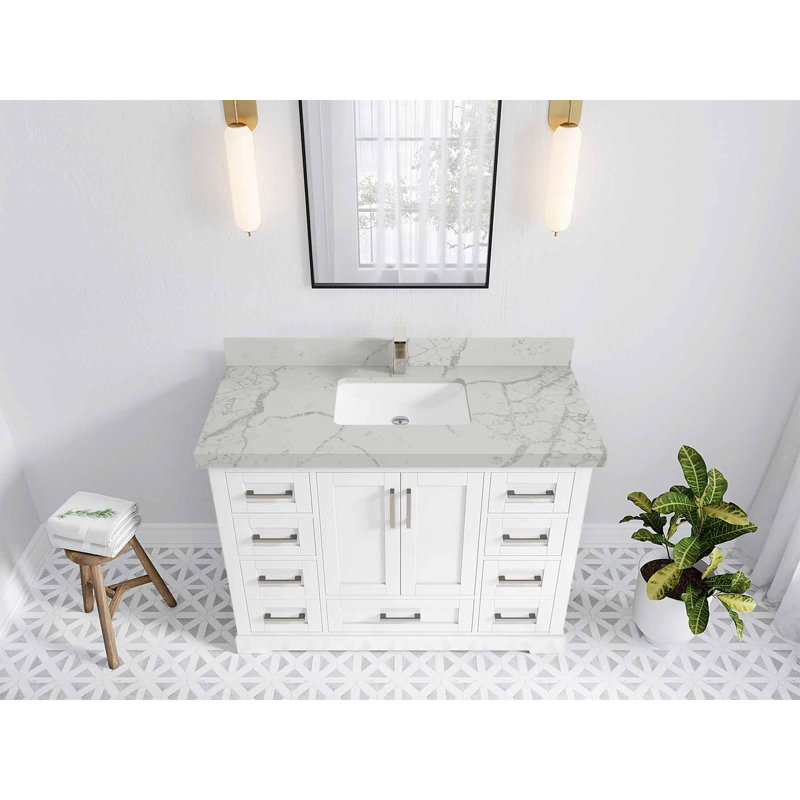 Meuble-lavabo simple l 48 po x P 22 po x H 36 po Esin, Quartz Venatino